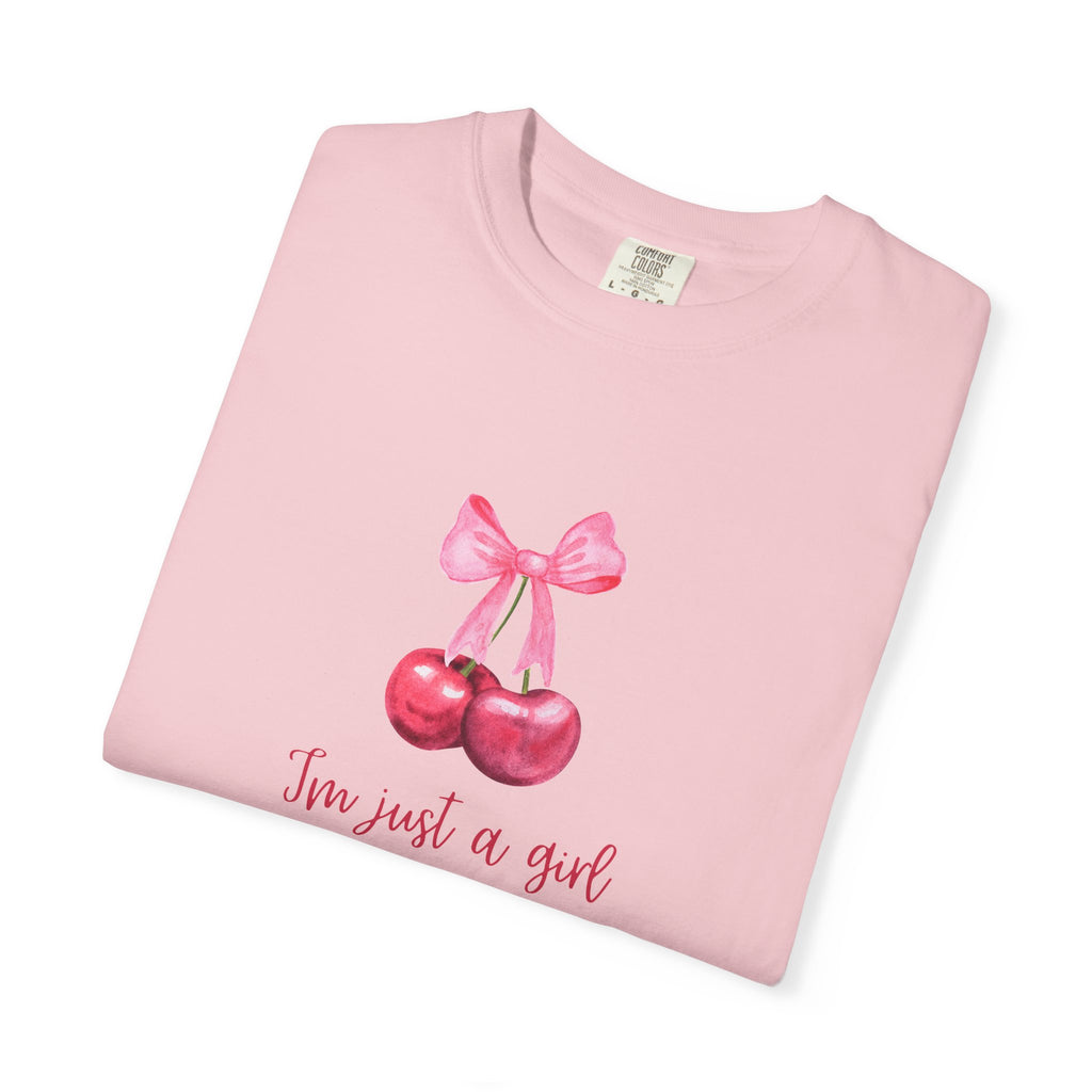 Cherry Graphic T‑Shirt – "I’m Just a Girl" Feminine Vintage Vibe