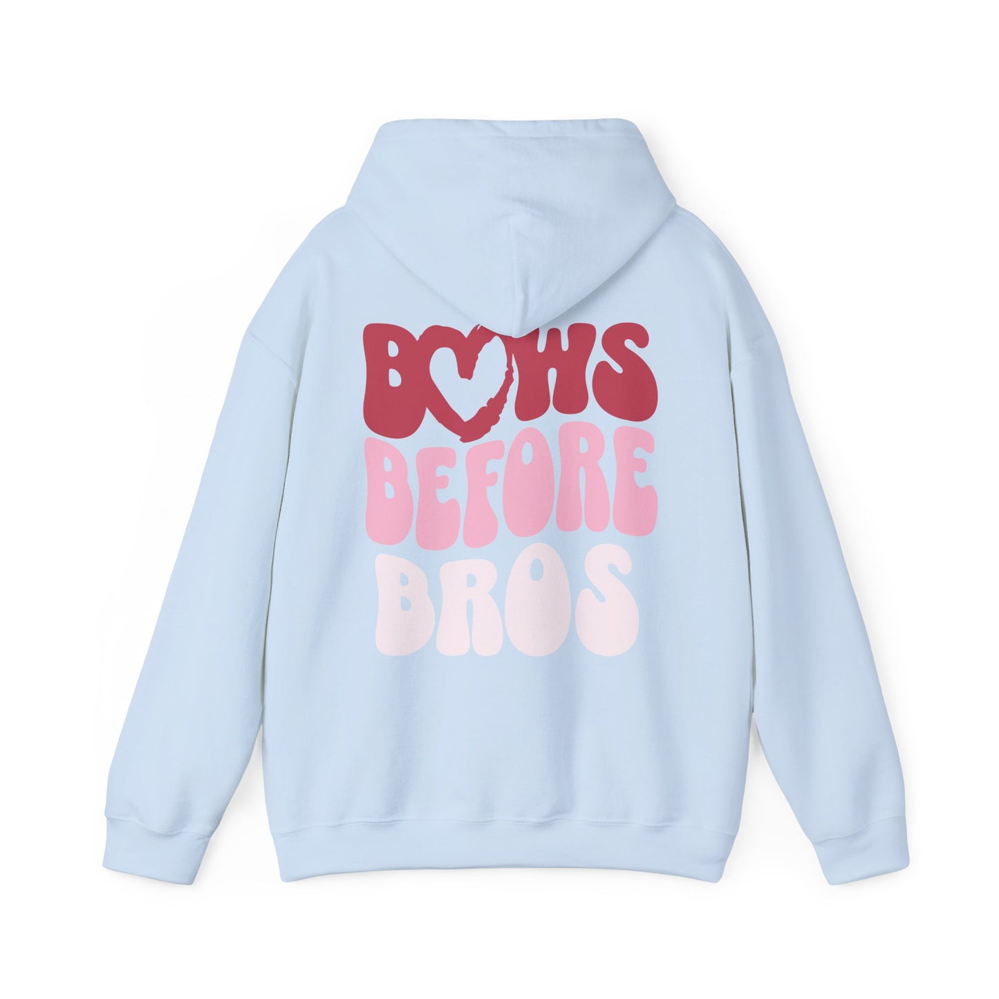 Bows Before Bros Hoodie – Pink Retro Heart Graphic Hooded Sweatshirt