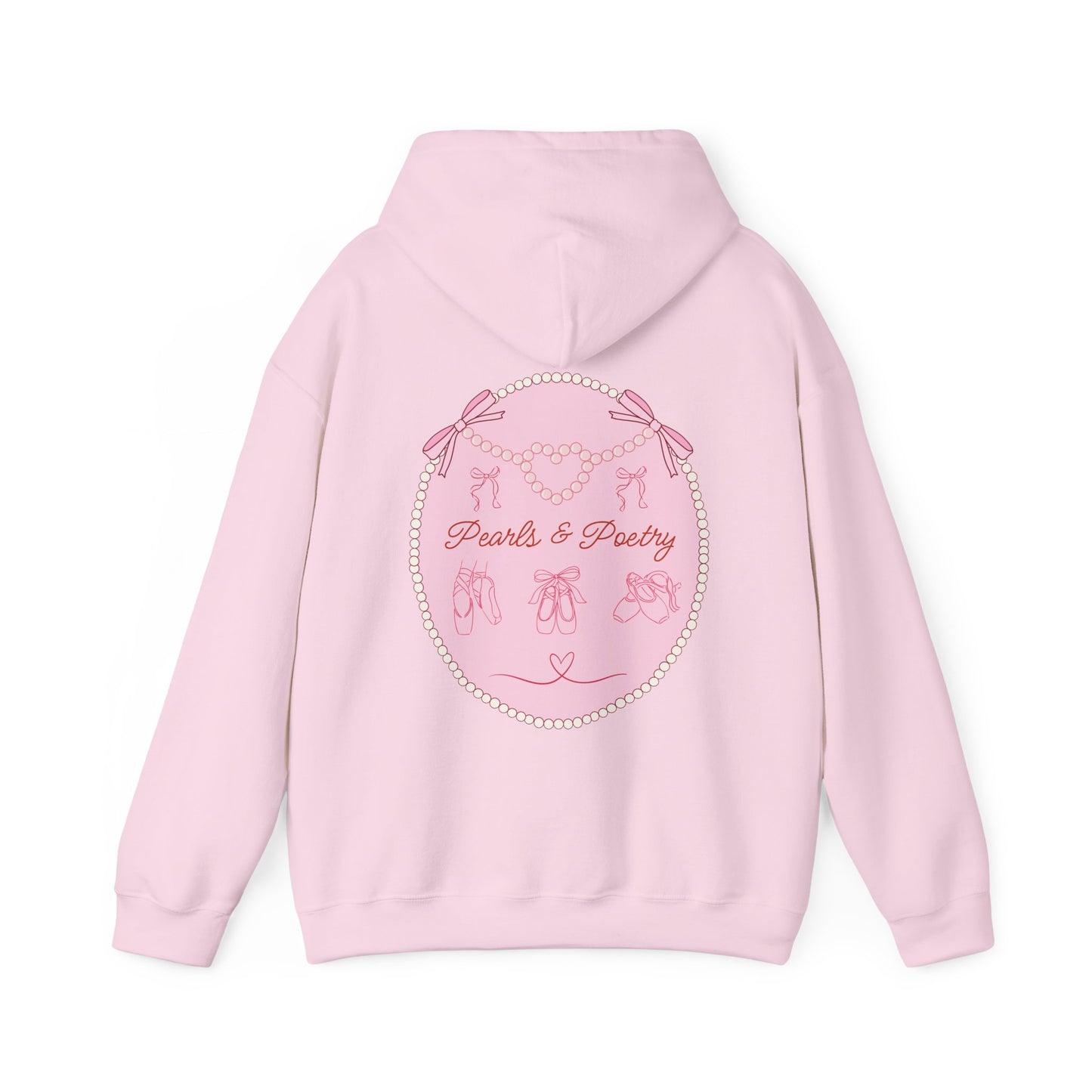 Pearls & Poetry Hoodie — Pink Ballet Emblem Hooded Sweatshirt