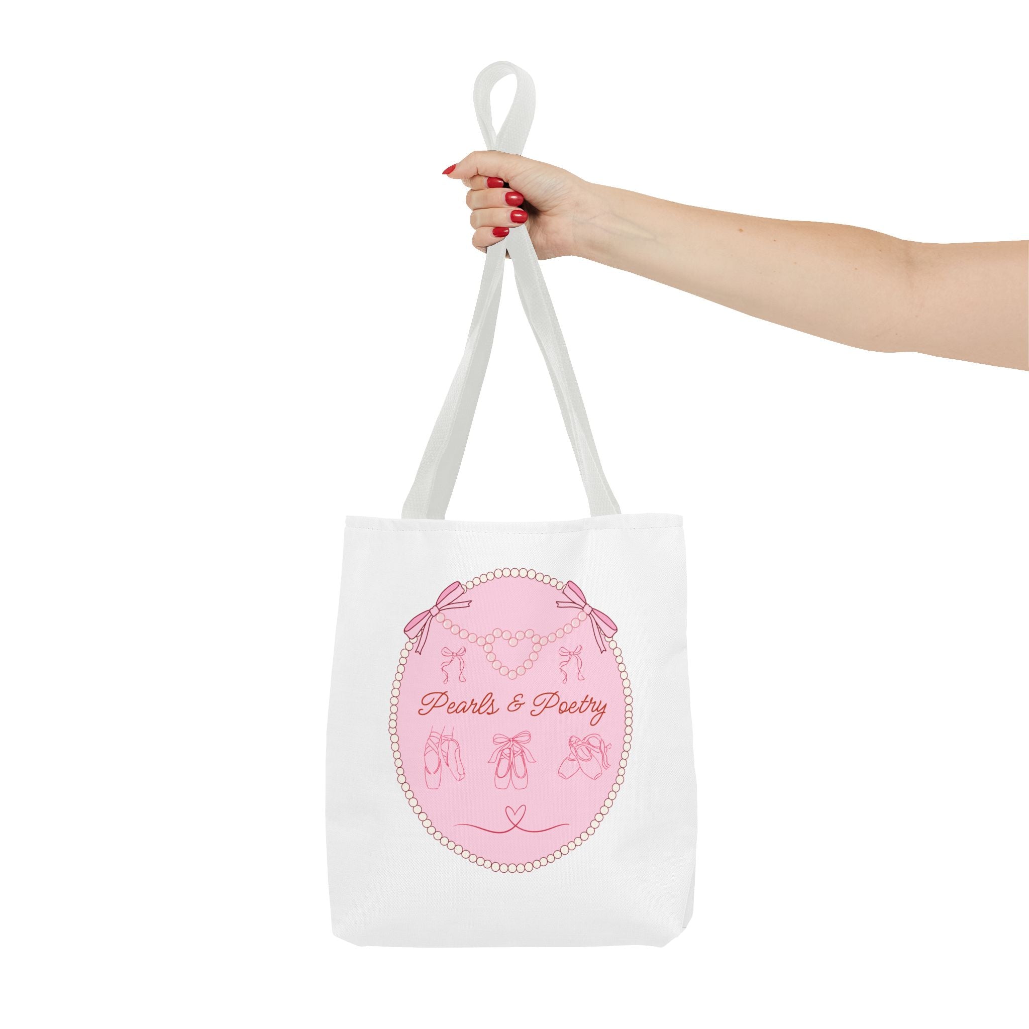 Pearls & Poetry Pink Ballet Tote Bag — Cute Dance-Themed Reusable Shopper