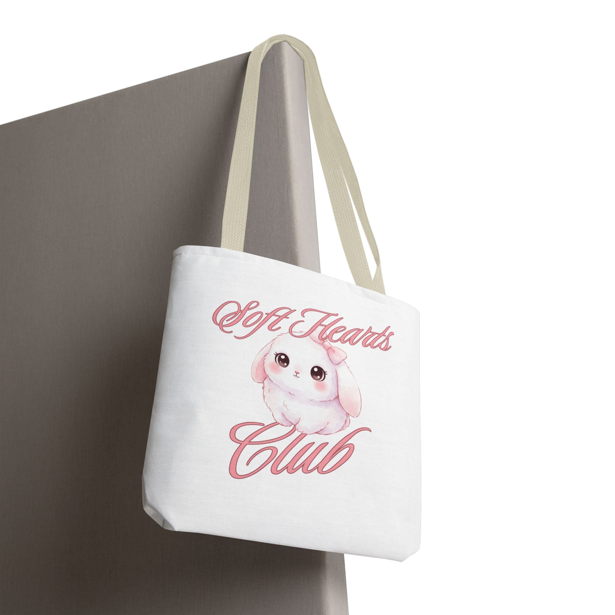 Soft Hearts Club Tote Bag — Cute Pastel Bunny AOP Shopper
