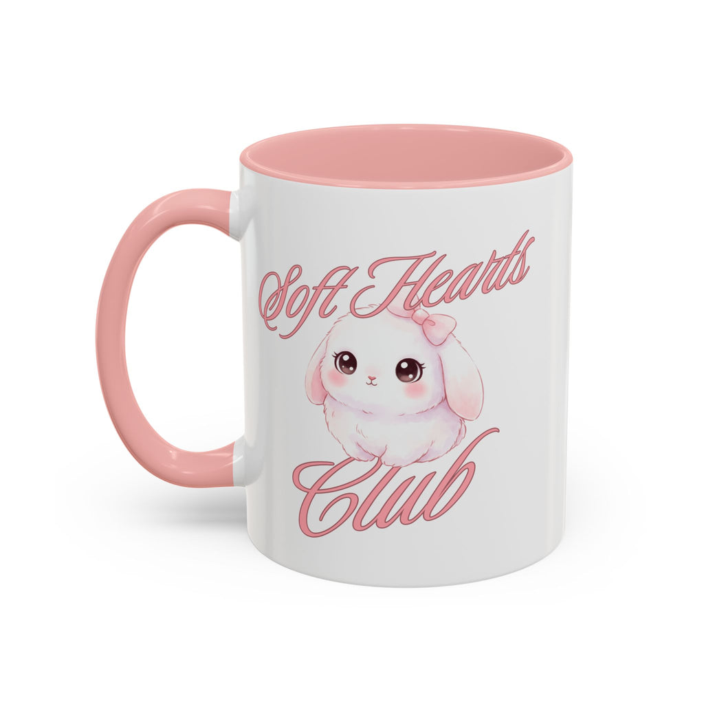 Soft Hearts Club Mug — Cute Pink Bunny Accent Coffee Mug