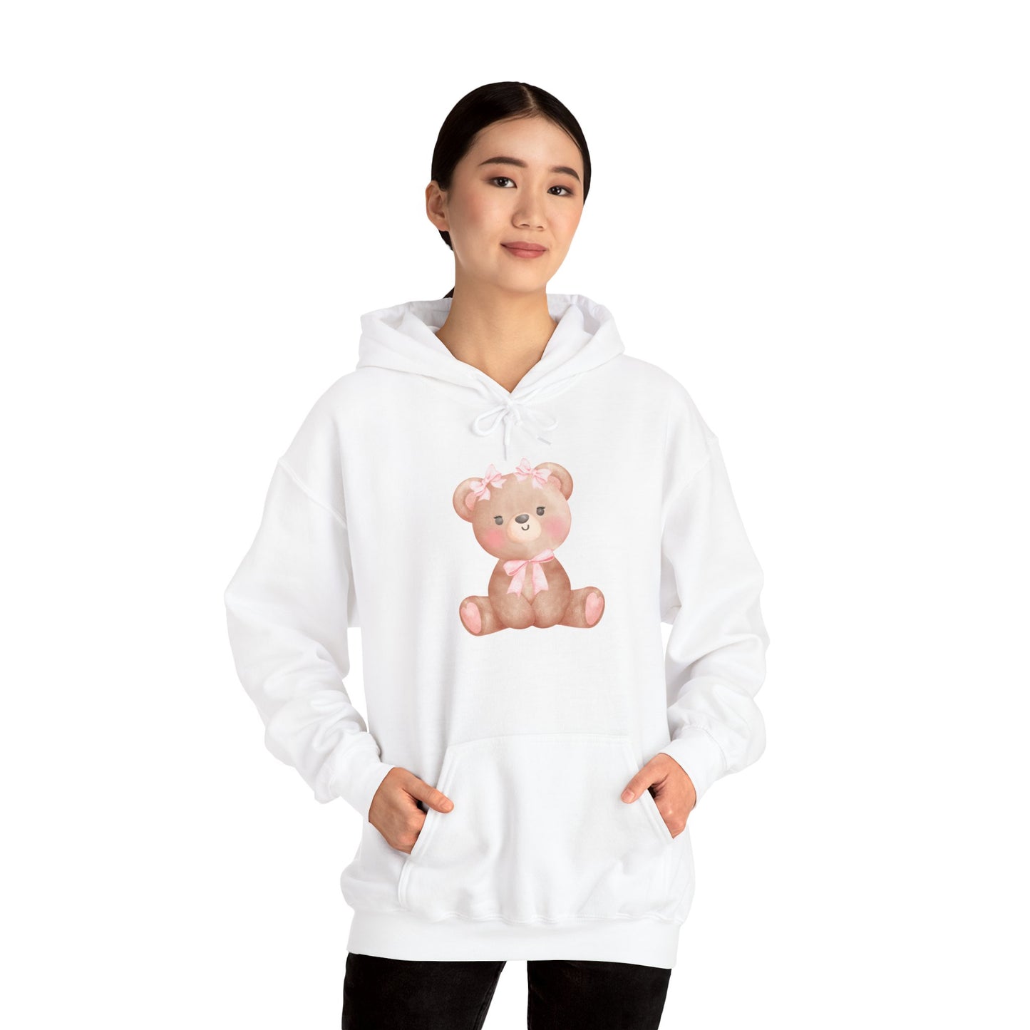 Cute Pink Teddy Bear Hoodie — Cozy Cute Graphic Sweatshirt