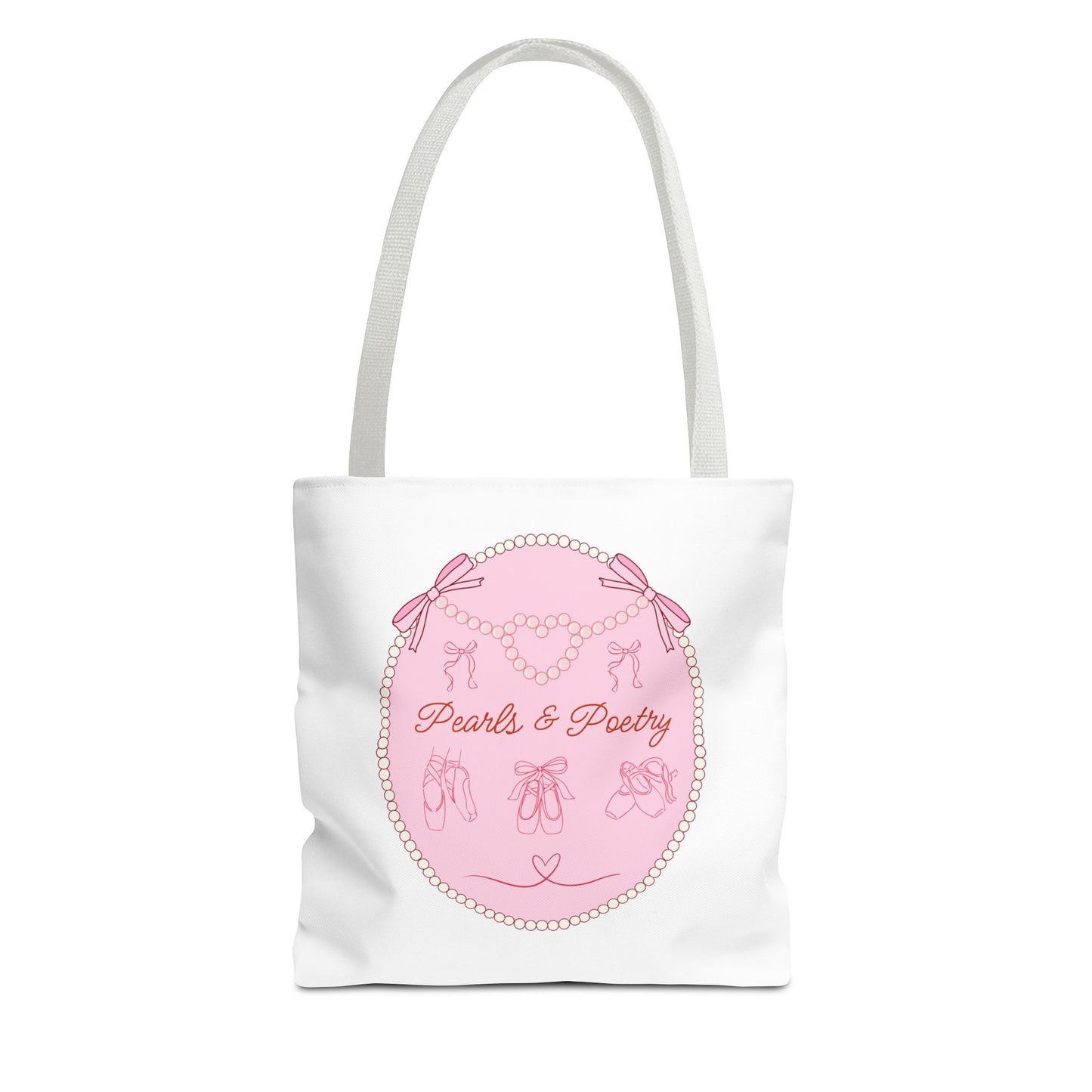 Pearls & Poetry Pink Ballet Tote Bag — Cute Dance-Themed Reusable Shopper