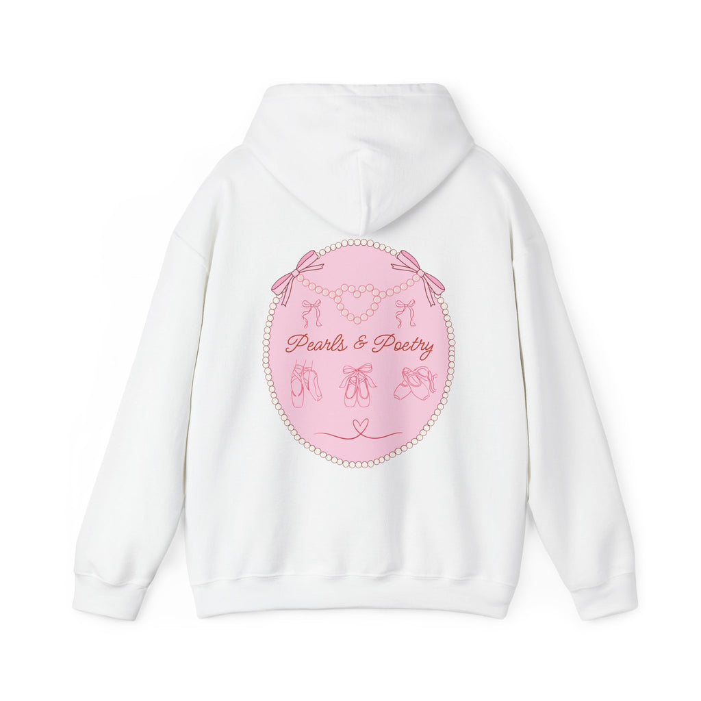 Pearls & Poetry Hoodie — Pink Ballet Emblem Hooded Sweatshirt