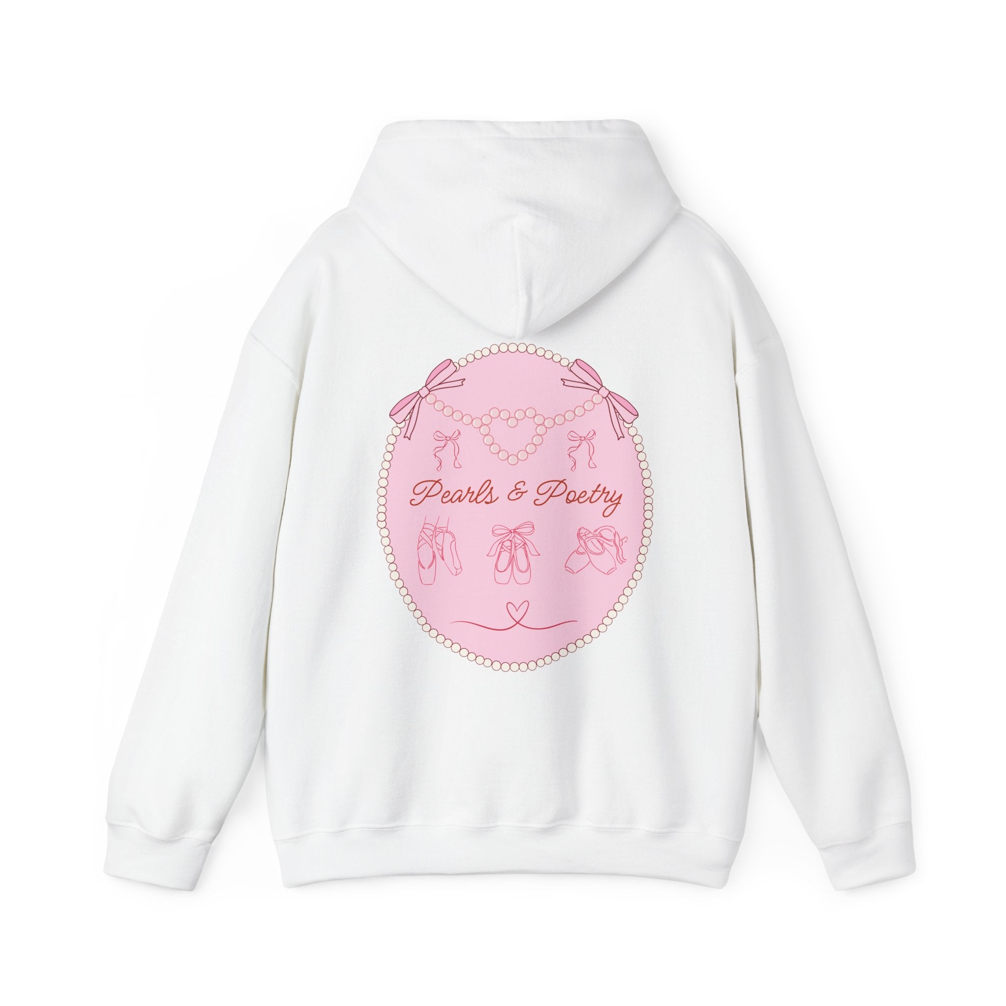 Pearls & Poetry Hoodie — Pink Ballet Emblem Hooded Sweatshirt