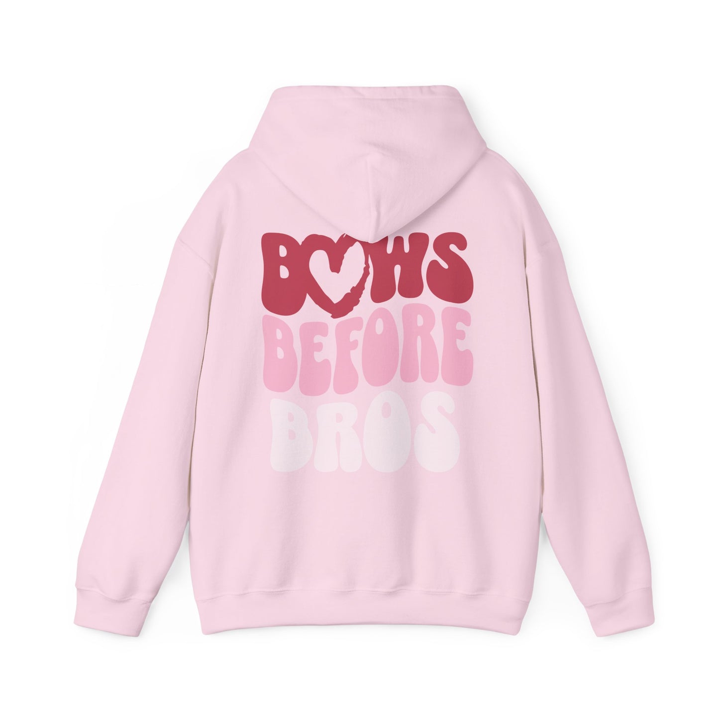 Bows Before Bros Hoodie – Pink Retro Heart Graphic Hooded Sweatshirt