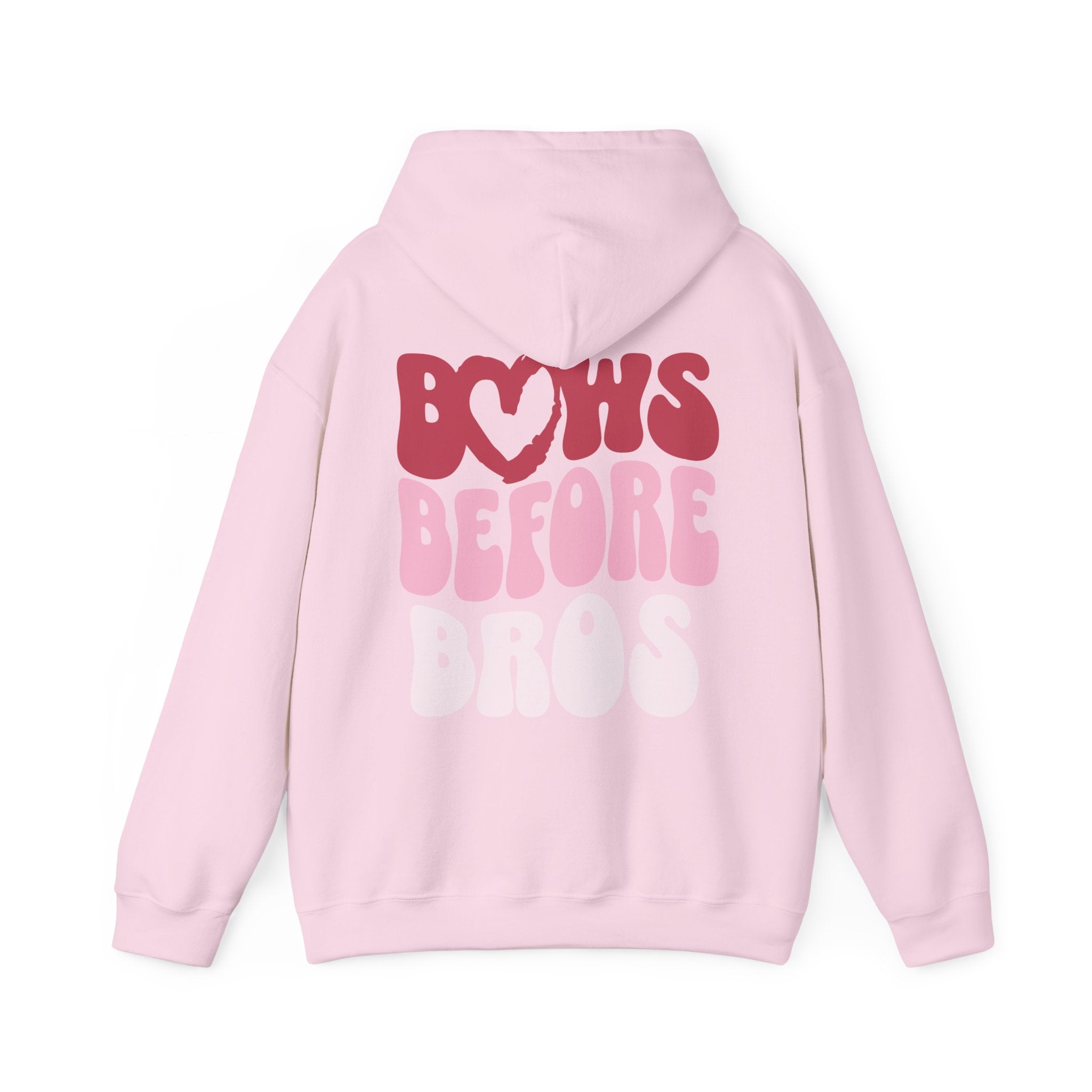 Bows Before Bros Hoodie – Pink Retro Heart Graphic Hooded Sweatshirt
