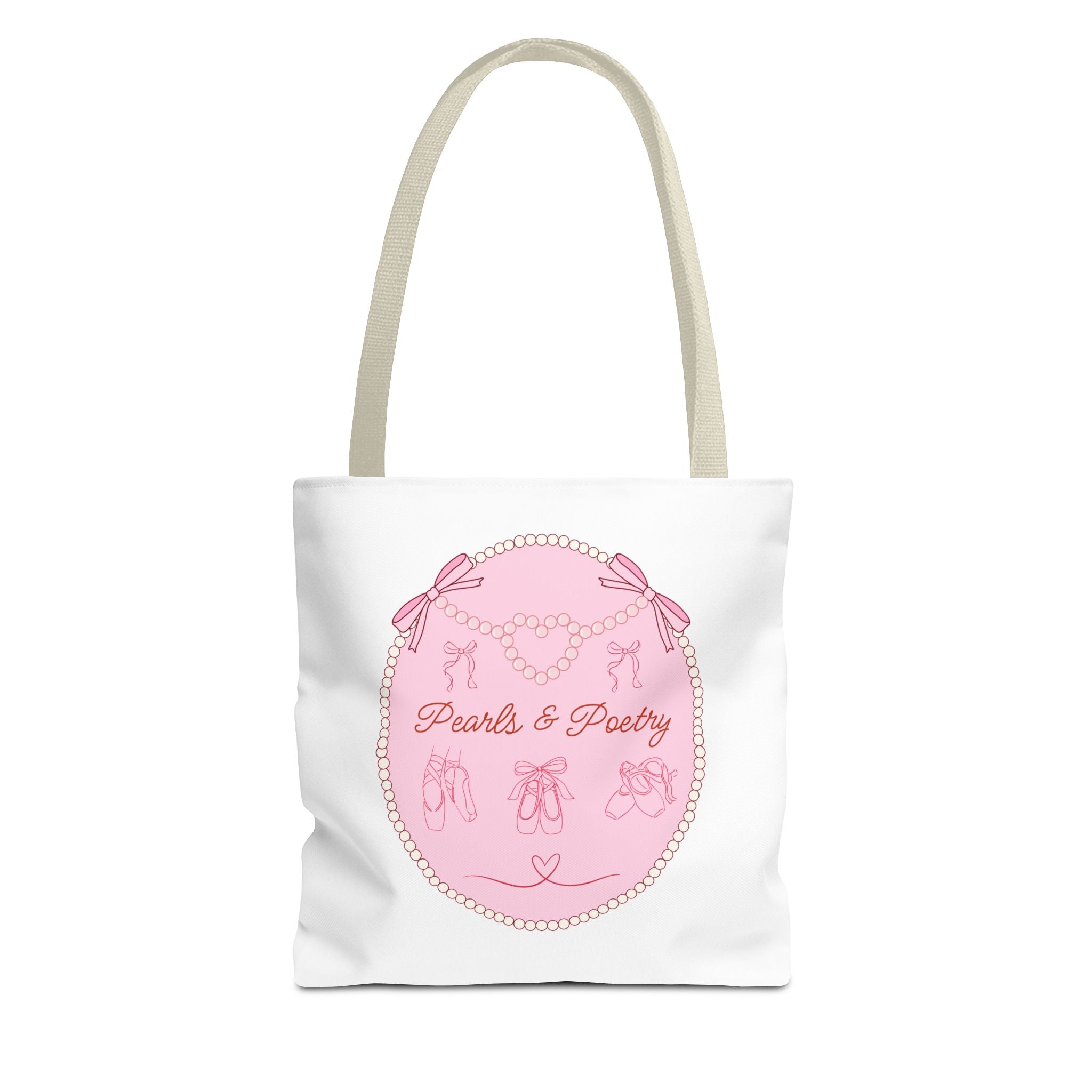 Pearls & Poetry Pink Ballet Tote Bag — Cute Dance-Themed Reusable Shopper