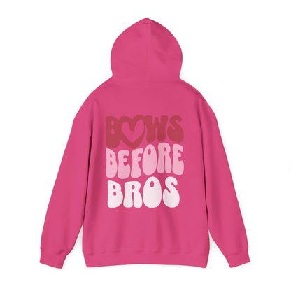 Bows Before Bros Hoodie – Pink Retro Heart Graphic Hooded Sweatshirt