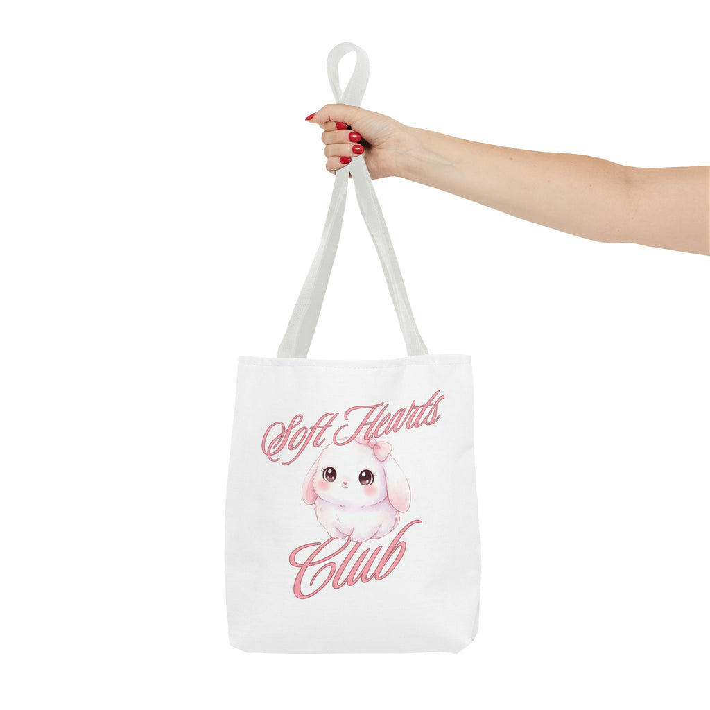 Soft Hearts Club Tote Bag — Cute Pastel Bunny AOP Shopper