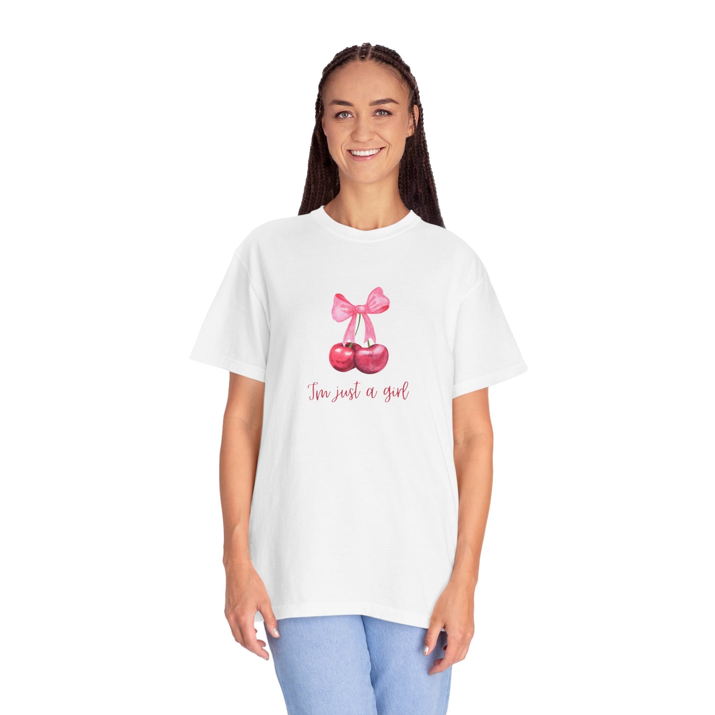 Cherry Graphic T‑Shirt – "I’m Just a Girl" Feminine Vintage Vibe