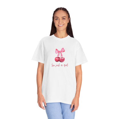Cherry Graphic T‑Shirt – "I’m Just a Girl" Feminine Vintage Vibe