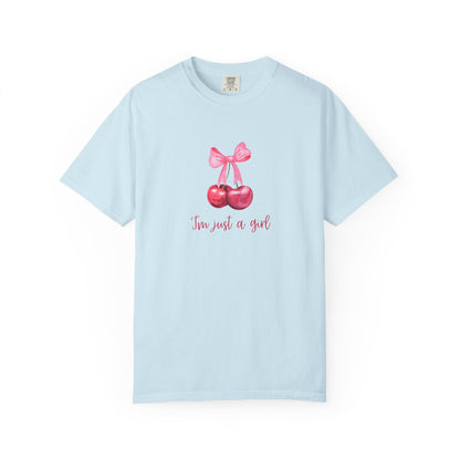 Cherry Graphic T‑Shirt – "I’m Just a Girl" Feminine Vintage Vibe
