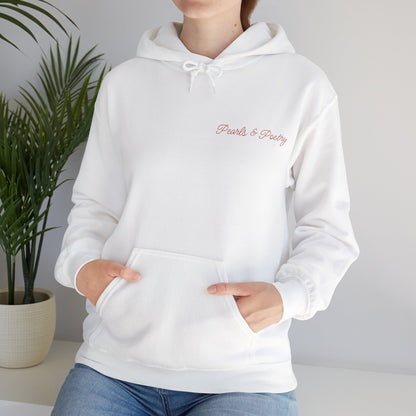 Pearls & Poetry Hoodie — Pink Ballet Emblem Hooded Sweatshirt