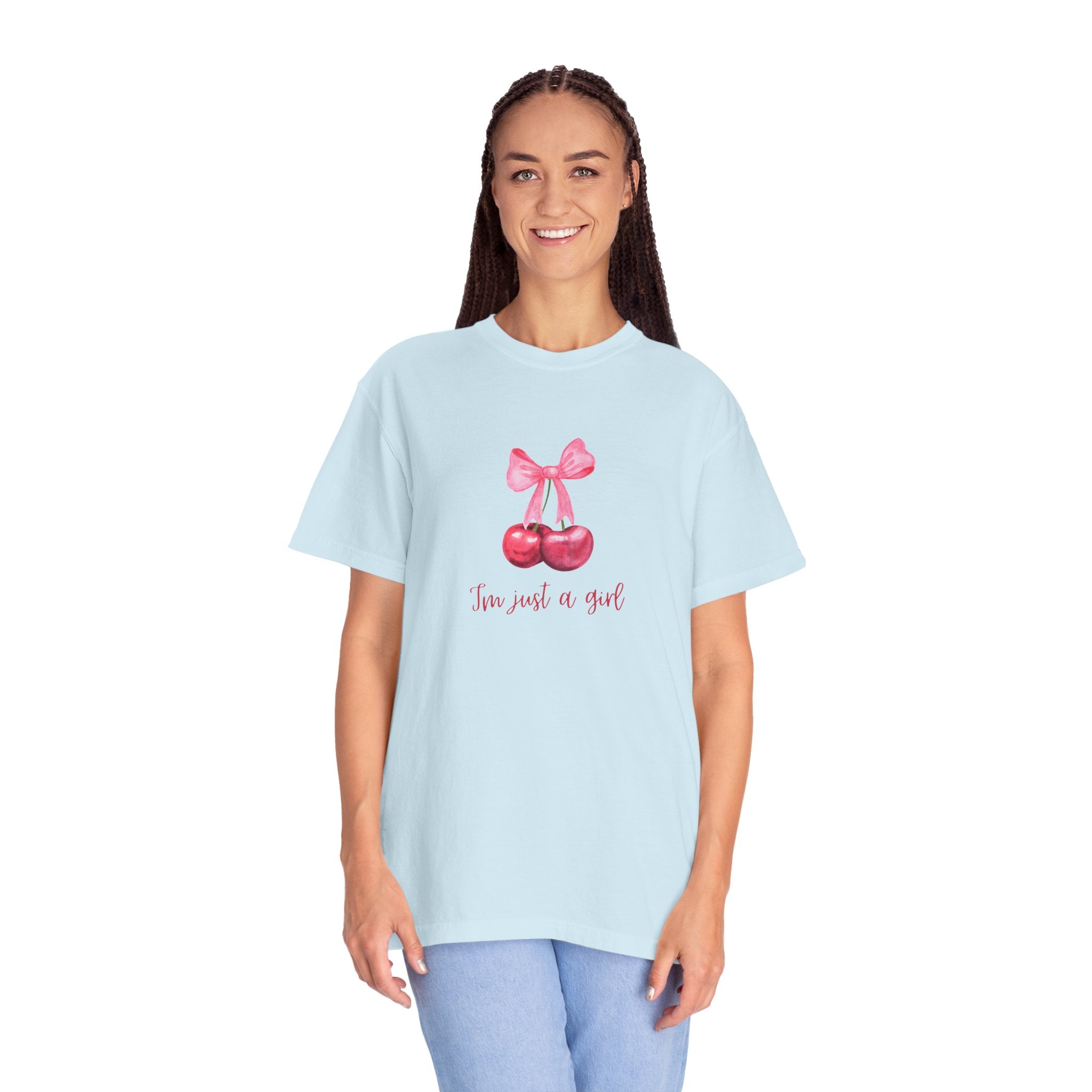 Cherry Graphic T‑Shirt – "I’m Just a Girl" Feminine Vintage Vibe