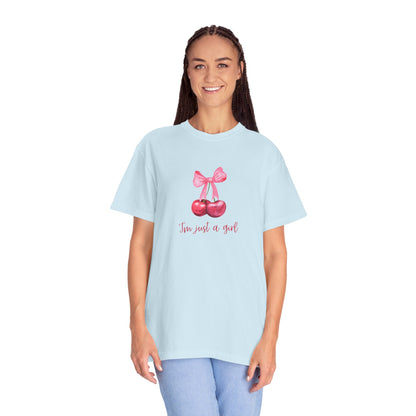 Cherry Graphic T‑Shirt – "I’m Just a Girl" Feminine Vintage Vibe