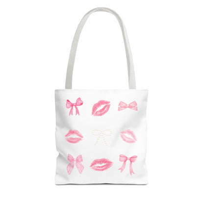 Kiss & Bow Print Tote Bag