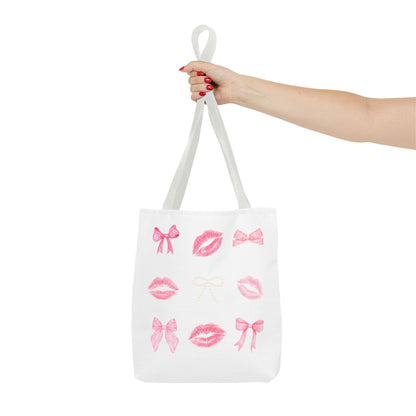 Kiss & Bow Print Tote Bag