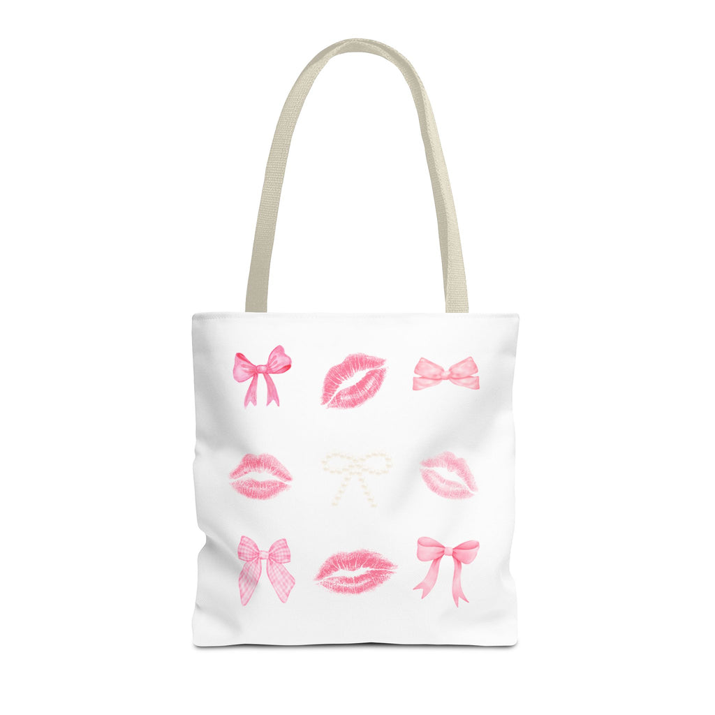 Kiss & Bow Print Tote Bag