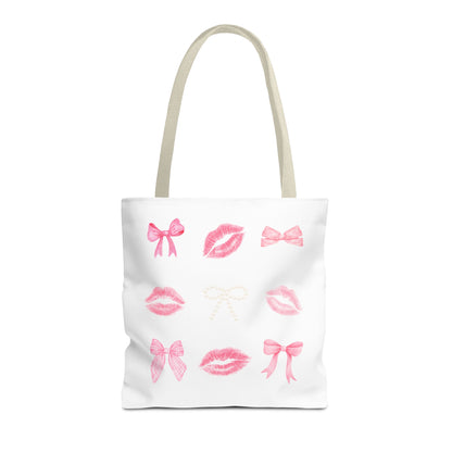 Kiss & Bow Print Tote Bag