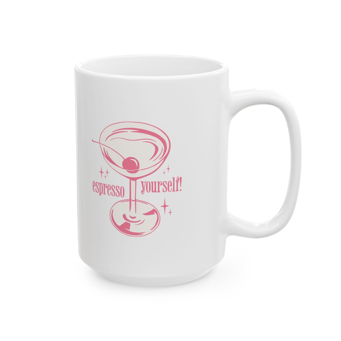 Coffee Mug — Pink Witchy Cat Illustration with 'Espresso' Theme