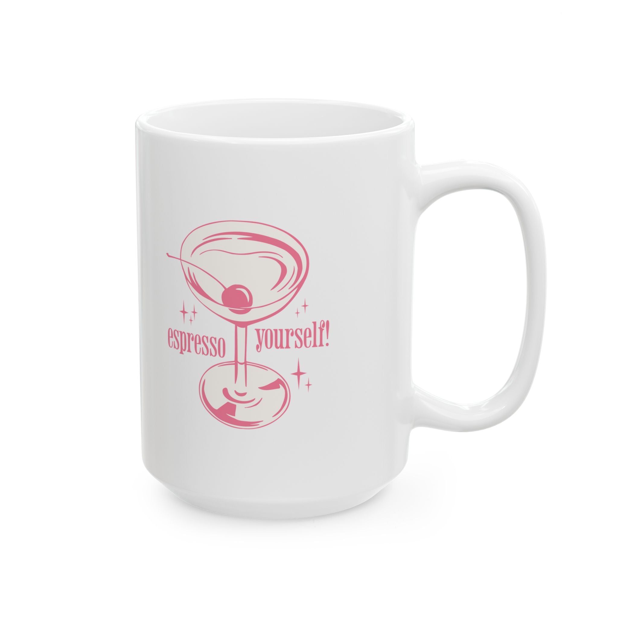 Coffee Mug — Pink Witchy Cat Illustration with 'Espresso' Theme