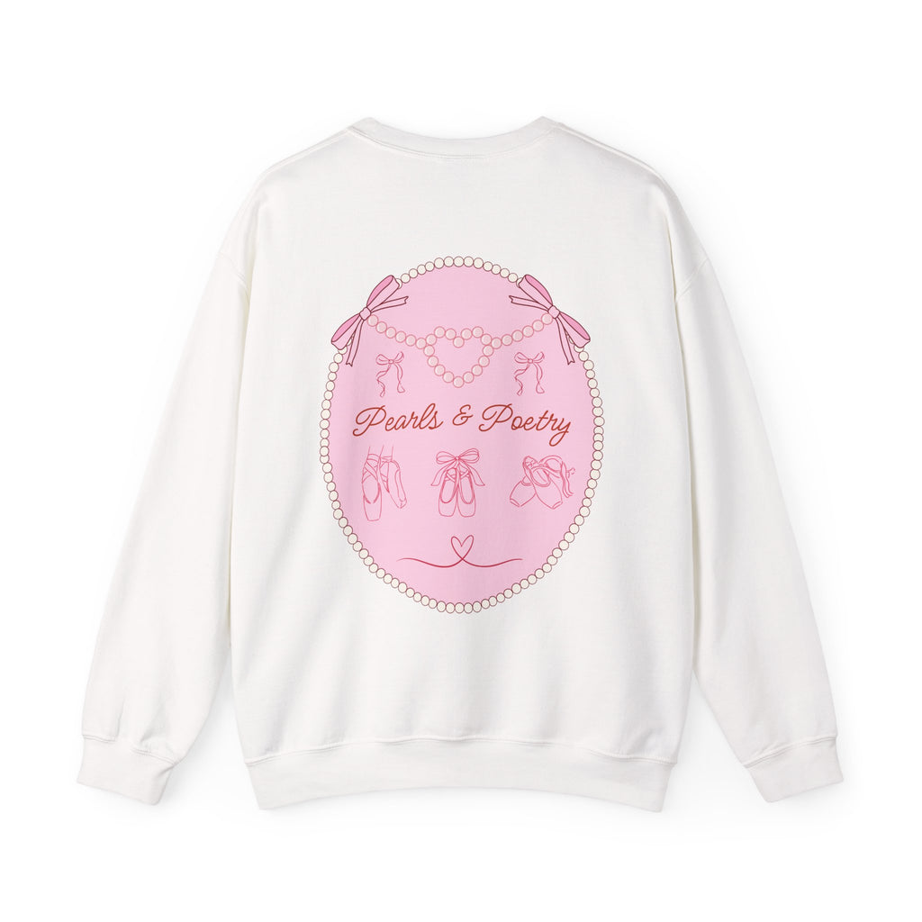 Pearls & Poetry Coquette Crewneck Sweatshirt — Cute Feminine Aesthetic