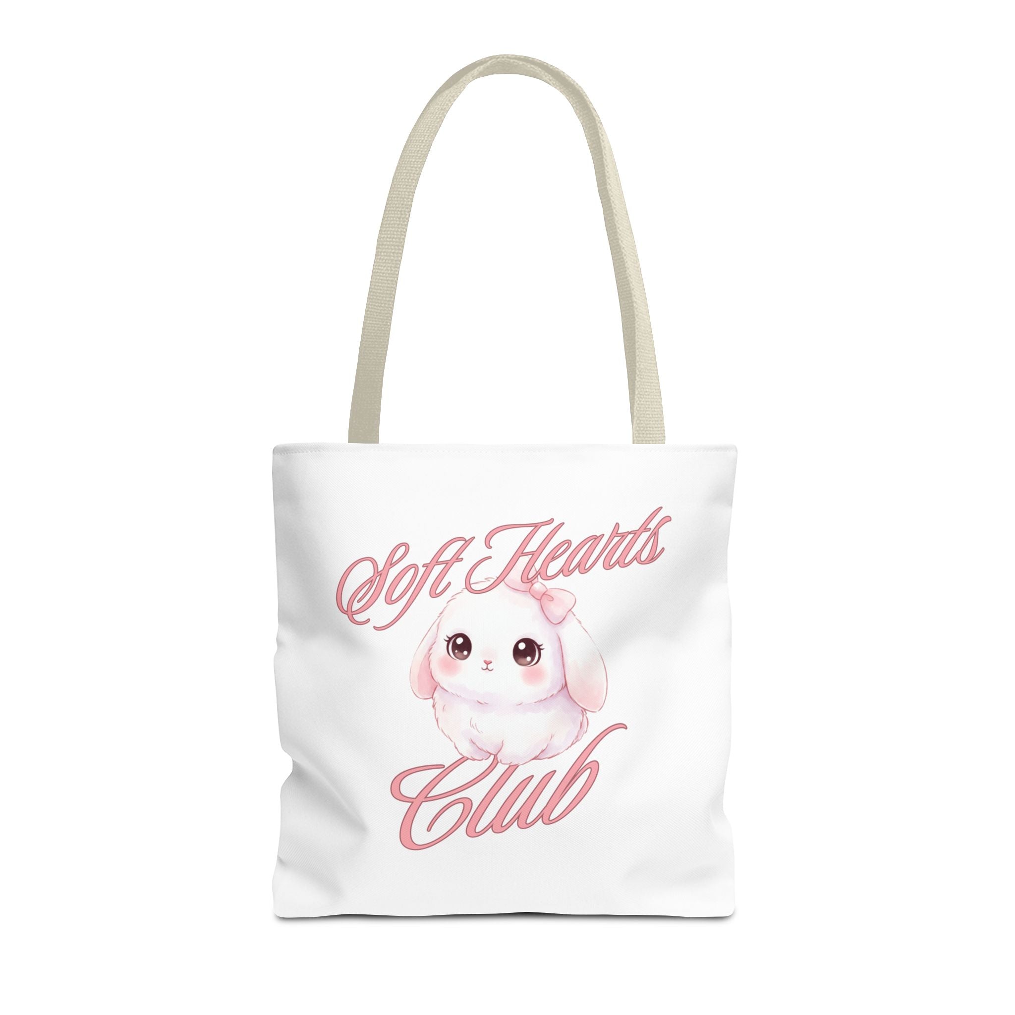 Soft Hearts Club Tote Bag — Cute Pastel Bunny AOP Shopper