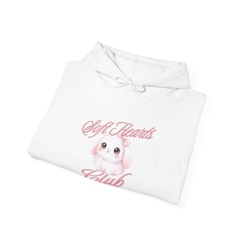 Soft Hearts Club Hoodie — Cute Pastel Bunny Graphic Pullover