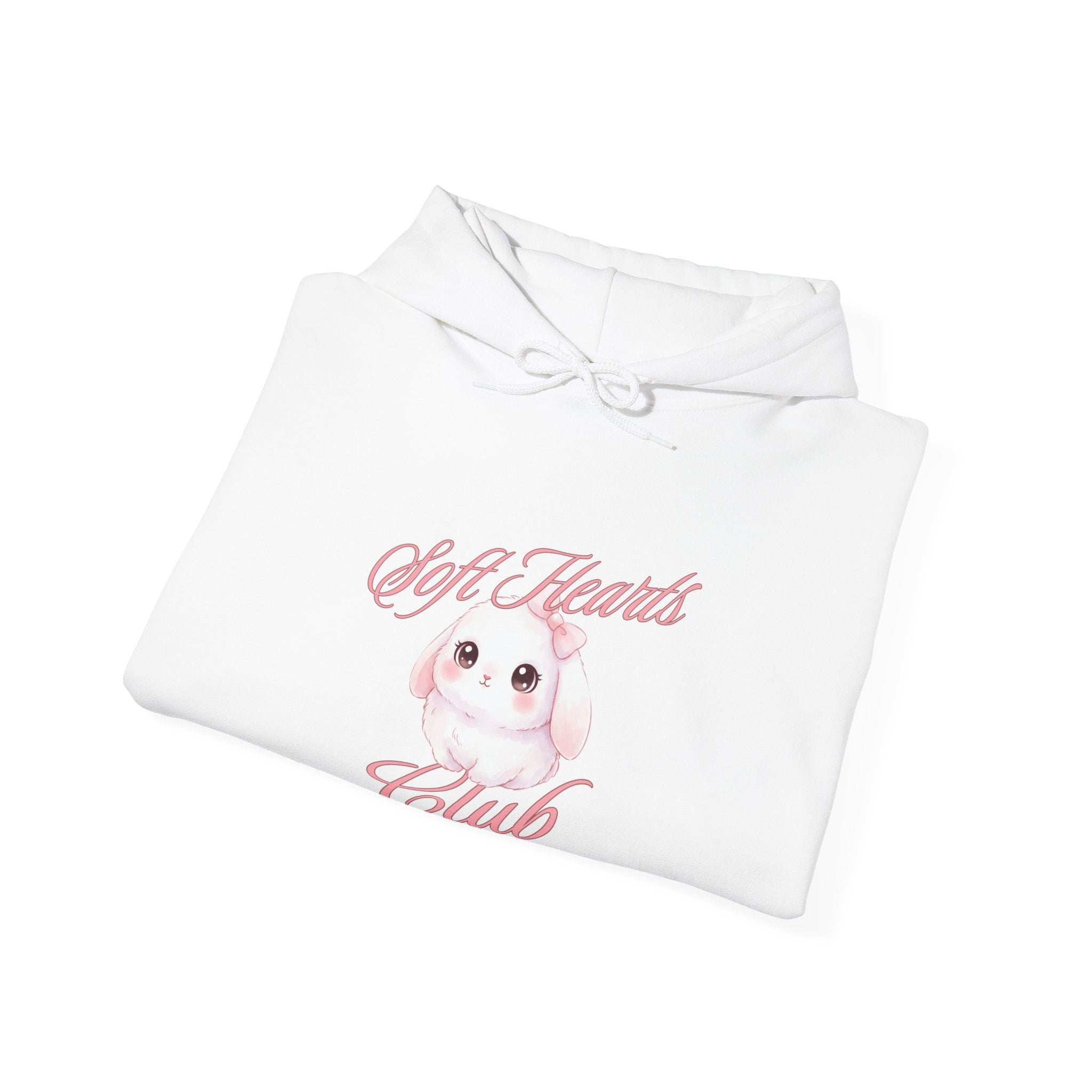 Soft Hearts Club Hoodie — Cute Pastel Bunny Graphic Pullover