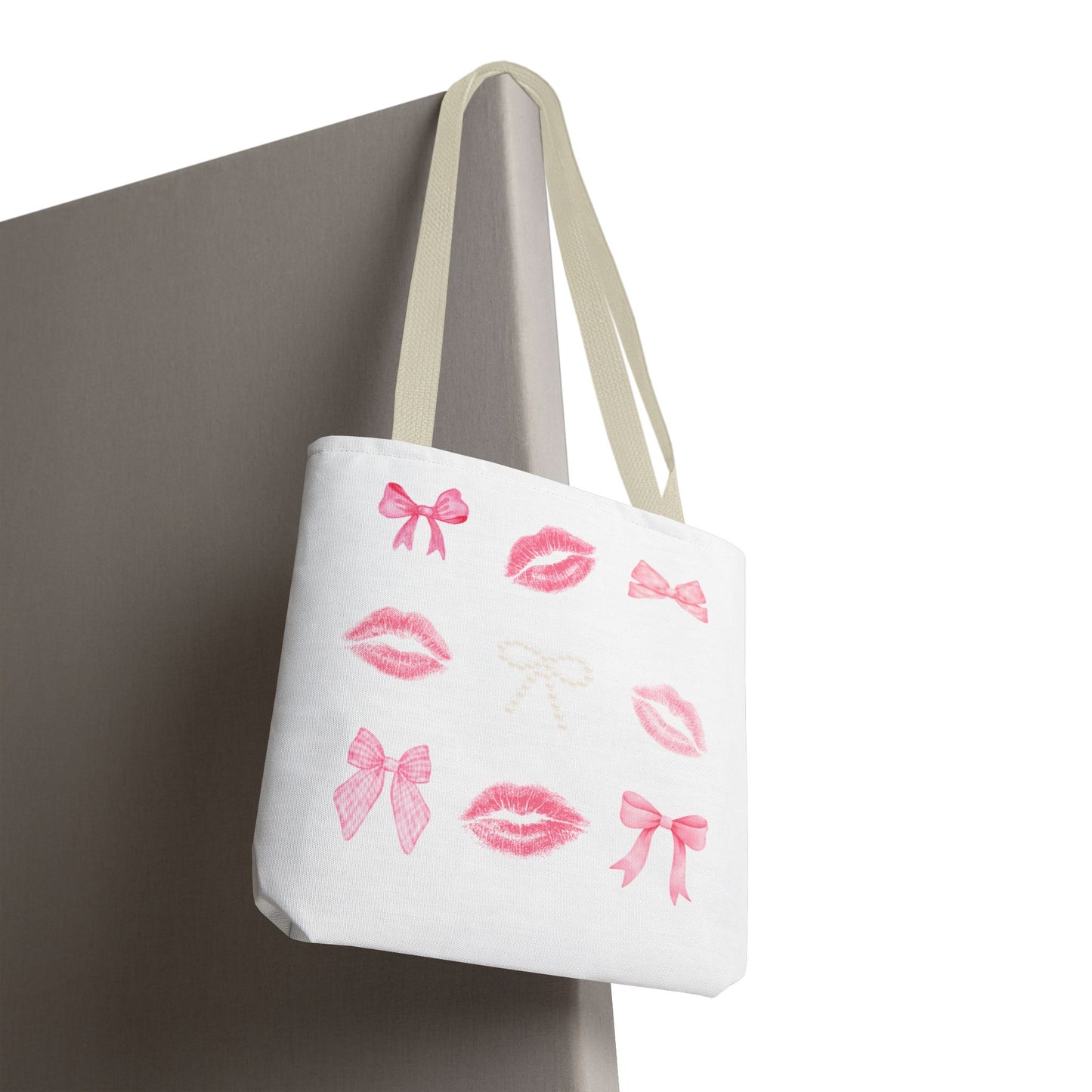 Kiss & Bow Print Tote Bag