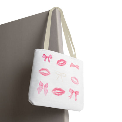 Kiss & Bow Print Tote Bag