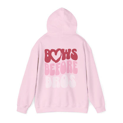 Bows Before Bros Hoodie – Pink Retro Heart Graphic Hooded Sweatshirt