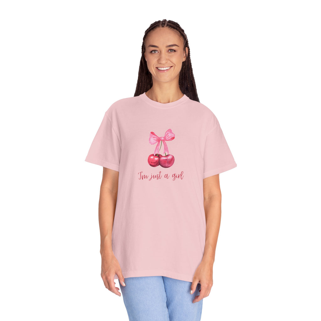 Cherry Graphic T‑Shirt – "I’m Just a Girl" Feminine Vintage Vibe