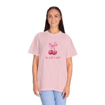 Cherry Graphic T‑Shirt – "I’m Just a Girl" Feminine Vintage Vibe