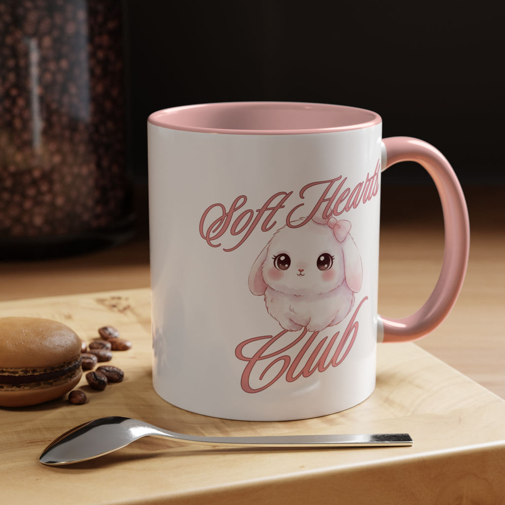 Soft Hearts Club Mug — Cute Pink Bunny Accent Coffee Mug