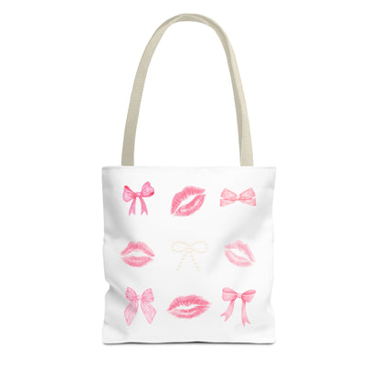 Kiss & Bow Print Tote Bag