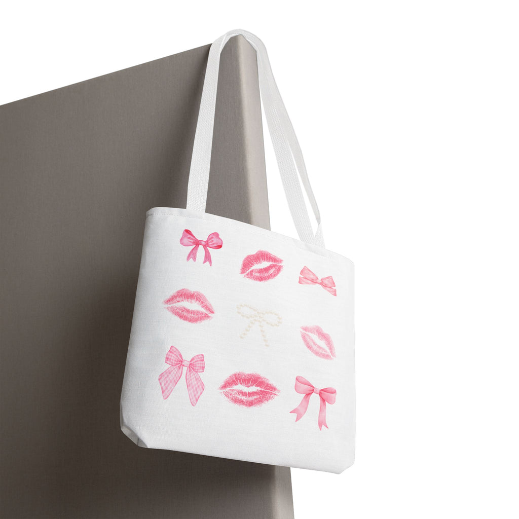 Kiss & Bow Print Tote Bag