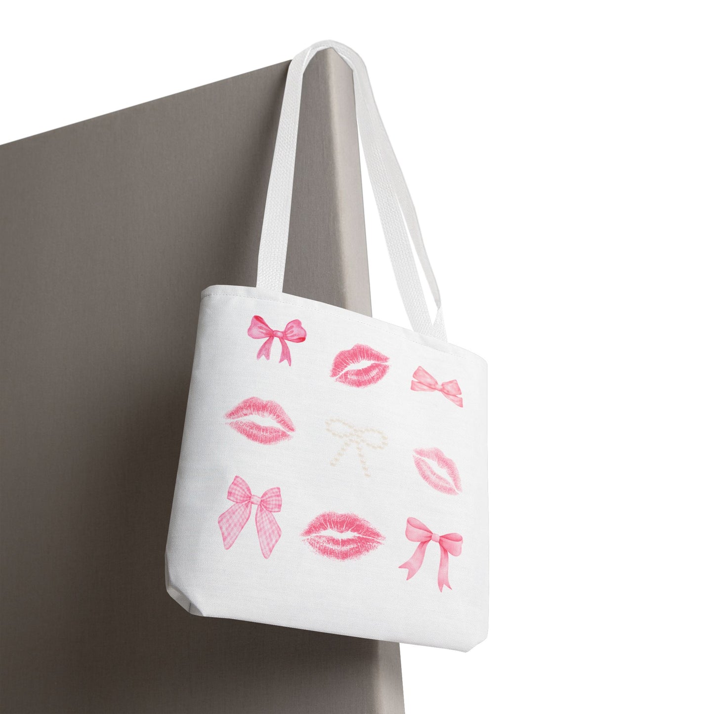 Kiss & Bow Print Tote Bag