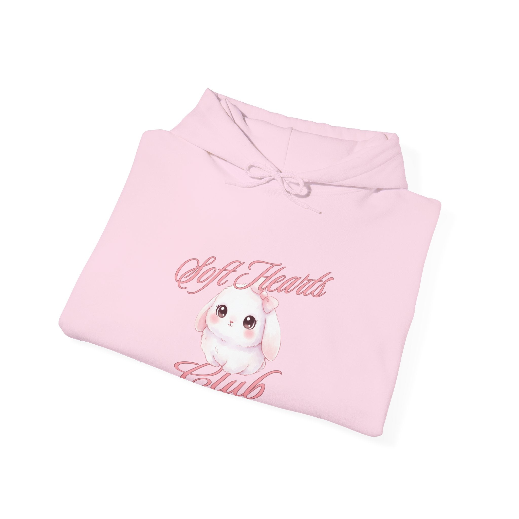 Soft Hearts Club Hoodie — Cute Pastel Bunny Graphic Pullover