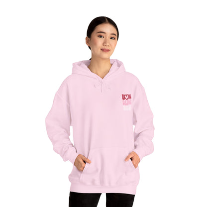 Bows Before Bros Hoodie – Pink Retro Heart Graphic Hooded Sweatshirt