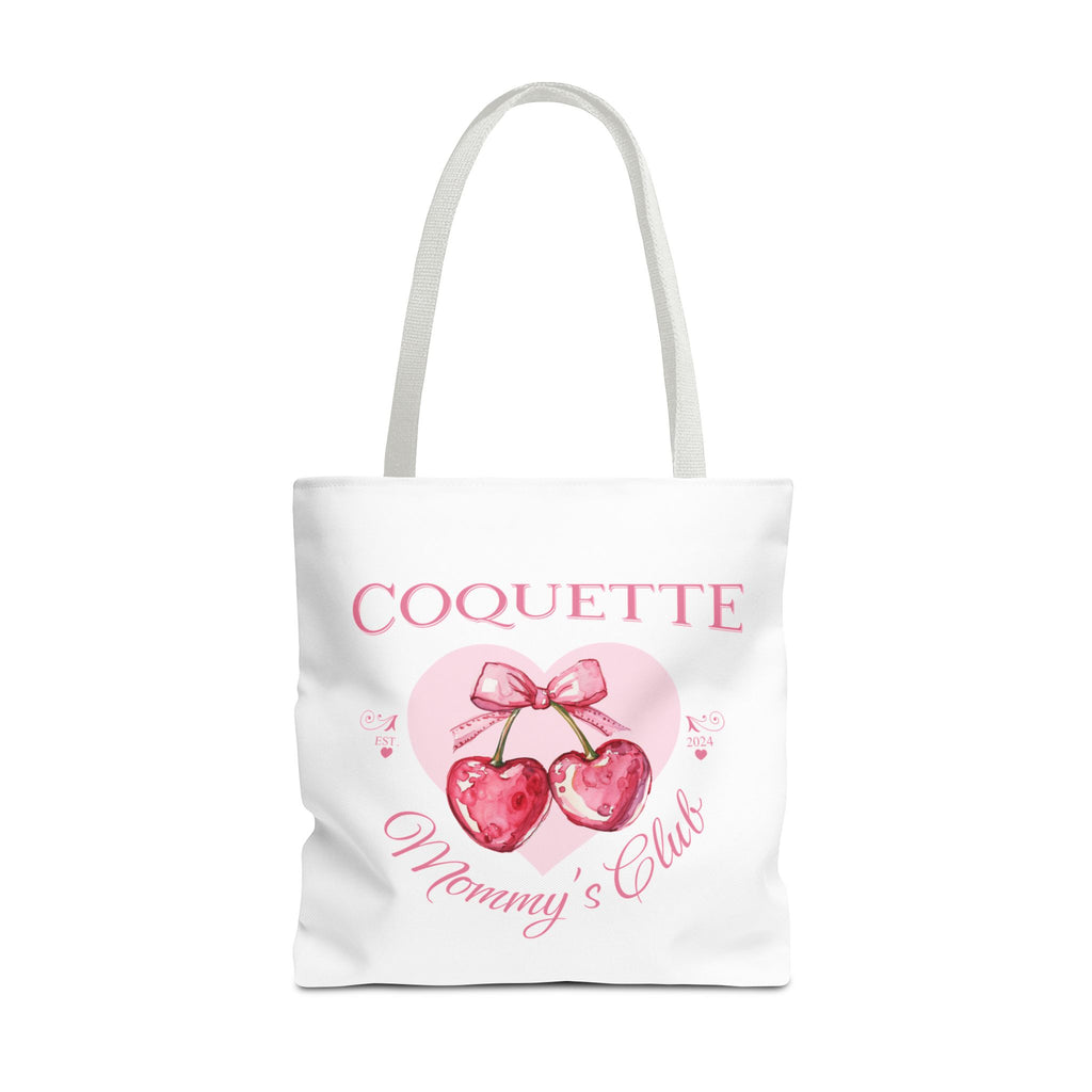 Coquette Mommy's Club Tote Bag - Pink Heart Cherries Fashionable Reusable Tote