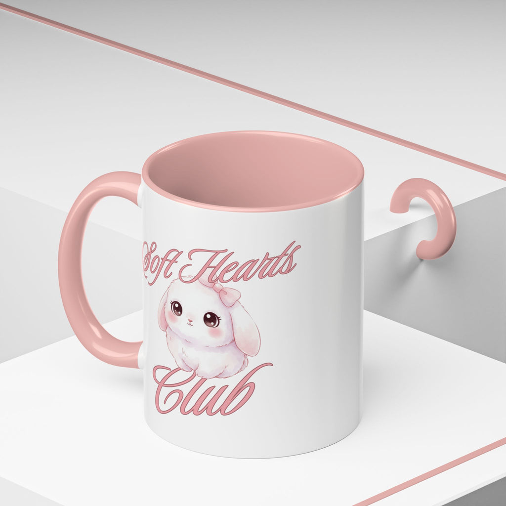 Soft Hearts Club Mug — Cute Pink Bunny Accent Coffee Mug