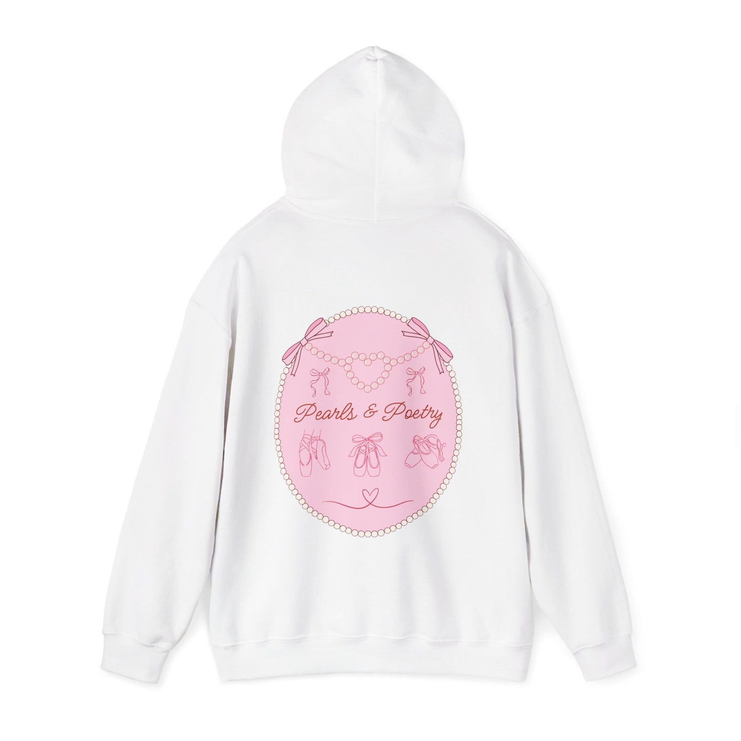 Pearls & Poetry Hoodie — Pink Ballet Emblem Hooded Sweatshirt