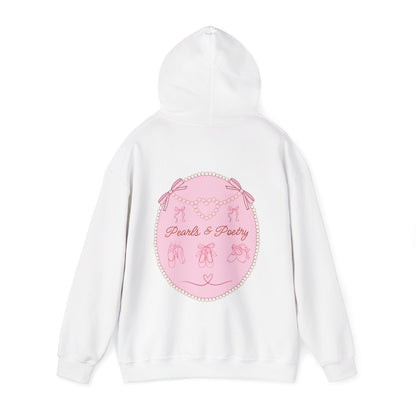 Pearls & Poetry Hoodie — Pink Ballet Emblem Hooded Sweatshirt