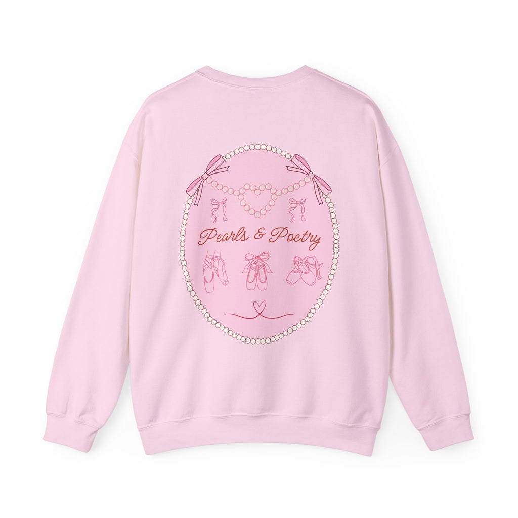 Pearls & Poetry Coquette Crewneck Sweatshirt — Cute Feminine Aesthetic