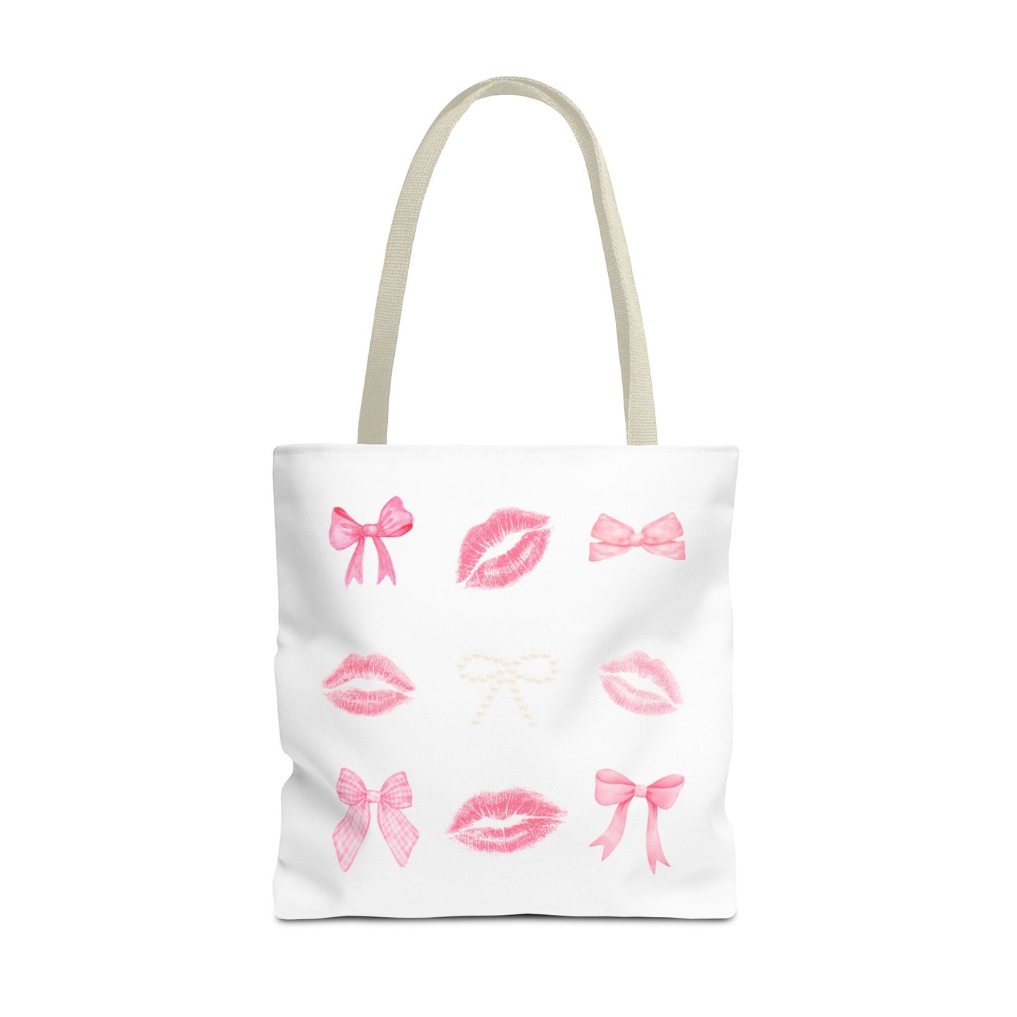 Kiss & Bow Print Tote Bag
