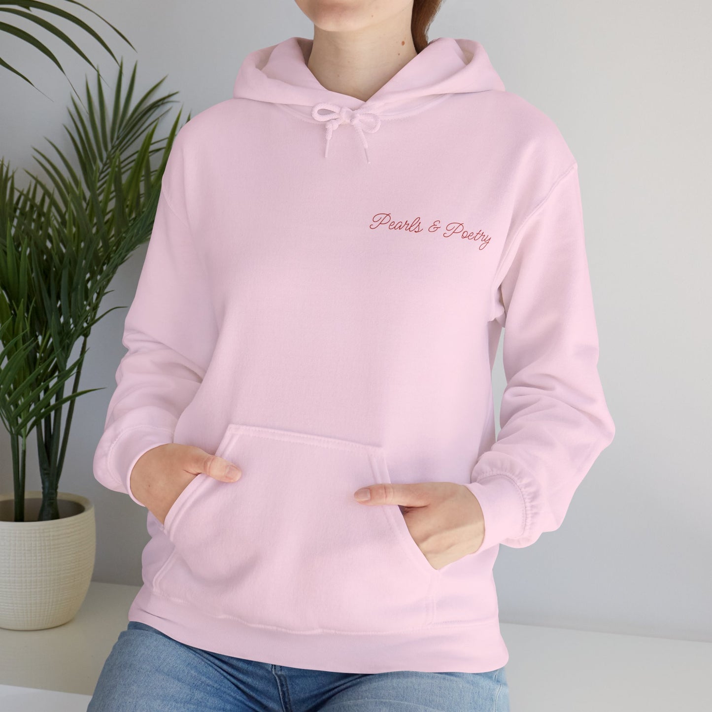 Pearls & Poetry Hoodie — Pink Ballet Emblem Hooded Sweatshirt