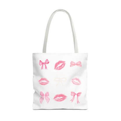Kiss & Bow Print Tote Bag